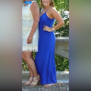 Floor length casual blue summer dress